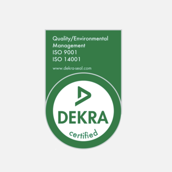 Green ISO seal 9001 14001 from Dekra                                           