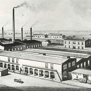 [Translate to United Kingdom (UK):] Drawing of the Oemeta factory from 1920