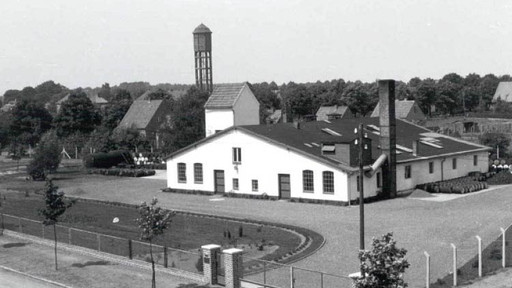 View of a factory site in 1949