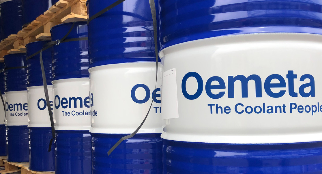 Oemeta oil barrels on pallets