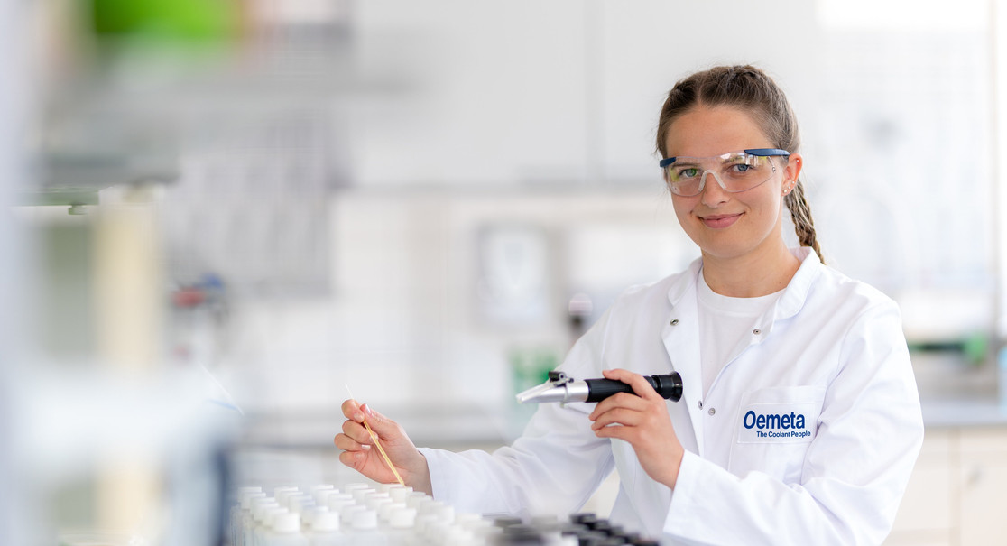 Female trainee in a laboratory