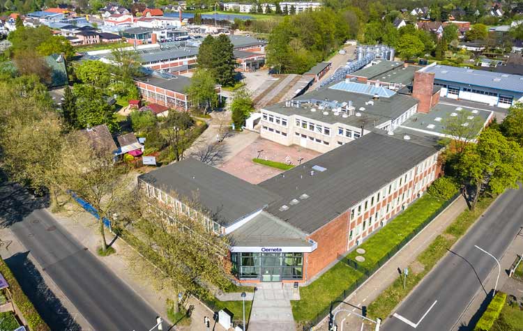 Fabriks- und Bürogebäude von oben Fabriks- und Bürogebäude von oben
